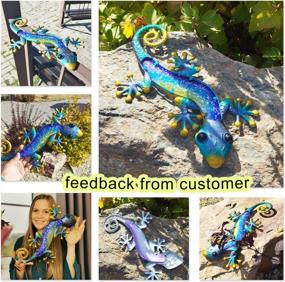 img 1 attached to Outdoor Metal Gecko Wall Decor - LIFFY Lizard Art For Patio Fence - Garden Gift Idea