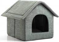 gray cozy pet bed house cave sleeping nest for cats and small dogs by hollypet логотип