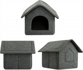 img 1 attached to Gray Cozy Pet Bed House Cave Sleeping Nest For Cats And Small Dogs By Hollypet