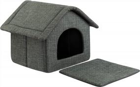 img 2 attached to Gray Cozy Pet Bed House Cave Sleeping Nest For Cats And Small Dogs By Hollypet