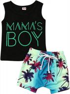 2-piece baby boy summer outfit: adorable sleeveless tank top with letter print and palm shorts logo