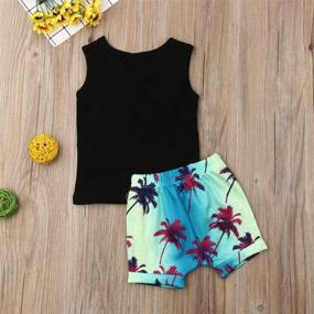 img 2 attached to 2-Piece Baby Boy Summer Outfit: Adorable Sleeveless Tank Top With Letter Print And Palm Shorts
