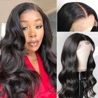 experience a natural look with allrun 5x5 hd lace front wigs in body wave style for black women, with brazilian unprocessed virgin hair and pre-plucked baby hair - 150% density and 20 inches long logo