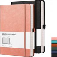 graph paper notebook 2 pack - rettacy graph paper journal for women with 384 pages,hard cover,100gsm thick graph paper,5.75'' × 8.38'' logo