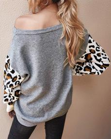 img 2 attached to Women'S Knitted Striped Sweater With Long Sleeves And Leopard Print Pullover Tops By Onlypuff