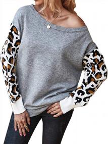 img 4 attached to Women'S Knitted Striped Sweater With Long Sleeves And Leopard Print Pullover Tops By Onlypuff