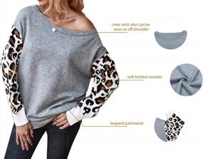 img 1 attached to Women'S Knitted Striped Sweater With Long Sleeves And Leopard Print Pullover Tops By Onlypuff