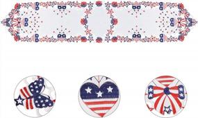img 1 attached to 14X90 Inch Patriotic Table Runner For 4Th Of July, Memorial Day - Embroidered Stars & Butterflies