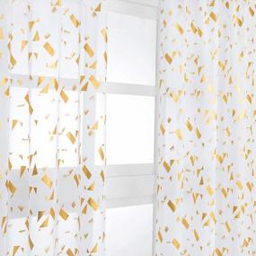 img 1 attached to Gold Foil Confetti Sheer Curtains - 84 Inch Length, Set Of 2 Panels For Living Room Decor