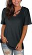 stylish summer tops for women - dutut short sleeve v-neck criss cross t-shirt blouse logo