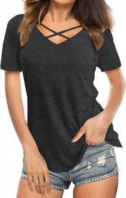 img 3 attached to Stylish Summer Tops For Women - DUTUT Short Sleeve V-Neck Criss Cross T-Shirt Blouse
