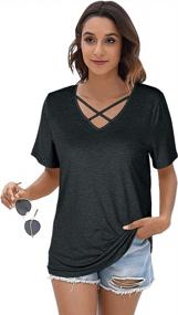 img 1 attached to Стильные летние топы для женщин - DUTUT футболка с короткими рукавами и V-образным вырезом крест-накрест