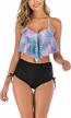 ruffled bikini top and mid-waist bottoms set with falbala design for juniors - macolily swimsuit for girls logo
