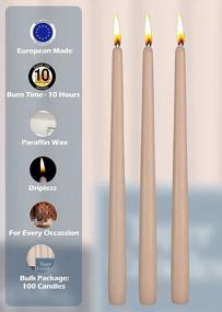 img 2 attached to 100 Pack Of 12 Inch Unscented Sahara Beige Taper Candles - 10 Hour Burn Time | Hyoola Bulk