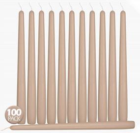 img 4 attached to 100 Pack Of 12 Inch Unscented Sahara Beige Taper Candles - 10 Hour Burn Time | Hyoola Bulk