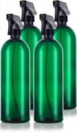 pack of 4 juvitus 32 oz large green boston round pet bottles with black trigger sprayers logo