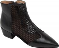 chic mesh detailed leather booties with low block heel by linea paolo - vida logo