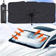 bogi складной солнцезащитный зонт для лобового стекла автомобиля с сумкой для хранения - защищает от ультрафиолетовых лучей и тепла, подходит для большинства транспортных средств (маленьких / больших) - удобный и простой в использовании солнцезащитный козырек логотип