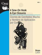 secure your garments with dritz sew-on hook & eye closures - black, pack of 4 logo