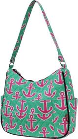 img 3 attached to Ngil Quilted Cotton Shoulder Turquoise Women's Handbags & Wallets ~ Hobo Bags