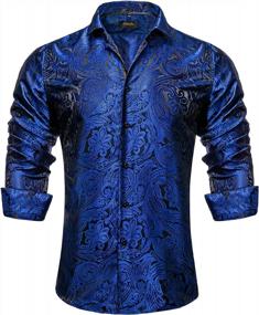 img 3 attached to “Stylish Men’S Silk Paisley Dress Shirts: Woven Long Sleeve Button Down With Collar Pin Ideal For Weddings And Parties - DiBanGu”