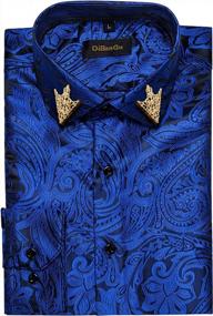img 1 attached to “Stylish Men’S Silk Paisley Dress Shirts: Woven Long Sleeve Button Down With Collar Pin Ideal For Weddings And Parties - DiBanGu”