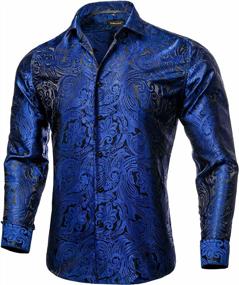 img 4 attached to “Stylish Men’S Silk Paisley Dress Shirts: Woven Long Sleeve Button Down With Collar Pin Ideal For Weddings And Parties - DiBanGu”