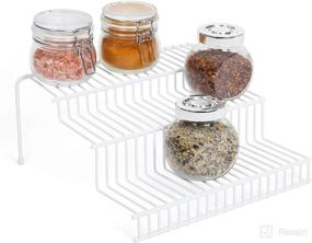 img 4 attached to Smart Design 3-Tier Spice Rack Shelf Organizer - Steel Metal Wire - Efficient Cupboard, Jars, Can, Cabinet & Pantry Storage System - Kitchen (10.25 x 4.25 Inch) [White]