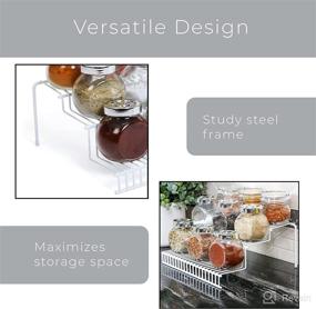 img 1 attached to Smart Design 3-Tier Spice Rack Shelf Organizer - Steel Metal Wire - Efficient Cupboard, Jars, Can, Cabinet & Pantry Storage System - Kitchen (10.25 x 4.25 Inch) [White]