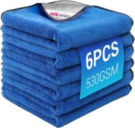 🚗 carcaticz microfiber towels for cars: lint-free, scratch-free cleaning cloths - 530gsm, 6 pack, blue & gray, 16x16 inches, high absorption logo