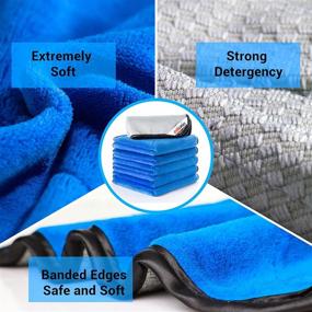 img 3 attached to 🚗 CARCATICZ Microfiber Towels for Cars: Lint-Free, Scratch-Free Cleaning Cloths - 530gsm, 6 Pack, Blue & Gray, 16x16 Inches, High Absorption