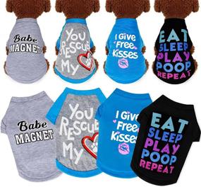 img 4 attached to Yikeyo XS Male Dog Shirts - Small Dog Clothes for Boys - Puppy Clothes Set of 4 - Dog Tshirts Outfits for Small Dogs - Chihuahua Clothes (4PC/Love, Free Kisses, Babe, EAT Sleep, X-Small)