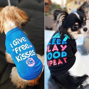 img 3 attached to Yikeyo XS Male Dog Shirts - Small Dog Clothes for Boys - Puppy Clothes Set of 4 - Dog Tshirts Outfits for Small Dogs - Chihuahua Clothes (4PC/Love, Free Kisses, Babe, EAT Sleep, X-Small)
