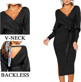 img 1 attached to Stylish And Comfortable Bodycon Dress With Batwing Sleeves And V-Neckline, Perfect For Women - CHERFLY