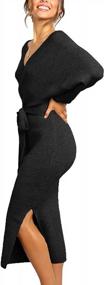 img 3 attached to Stylish And Comfortable Bodycon Dress With Batwing Sleeves And V-Neckline, Perfect For Women - CHERFLY