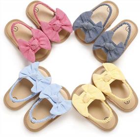 img 2 attached to COSANKIM Baby Girls Summer Sandals Flower Soft Sole Newborn Toddler First Walker Crib Dress Shoes