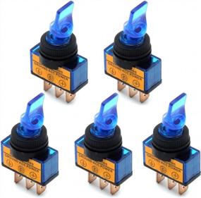 img 4 attached to RKURCK 12V DC 20A Two Position ON/Off 3P SPST 0.47" Mount Illuminated Flick Toggle Switch For Car Boat Marine Auto Motorcycle Pack Of 5 (Blue)
