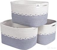 rithlela 3 pack woven baskets: organize with style - foldable decorative bins for nursery, clothes, toys, and more! логотип