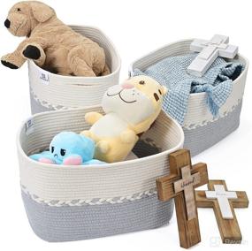 img 1 attached to RITHLELA 3 Pack Woven Baskets: Organize with Style - Foldable Decorative Bins for Nursery, Clothes, Toys, and More!