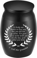 handcrafted black keepsake urn for grandma's ashes - small memorial cremation urn - engraved personal burial urn for sharing - beautiful and peaceful design for funeral decor logo