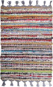 img 4 attached to 🏠 Hand Woven Multicolor Chindi Rug - 100% Cotton Reversible Rug for Living Room, Kitchen, and Entryway - 24x36 Inches