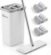 effortlessly clean floors with oshang's hands-free flat mop and bucket system - includes 6 microfiber pads and durable stainless-steel handle logo