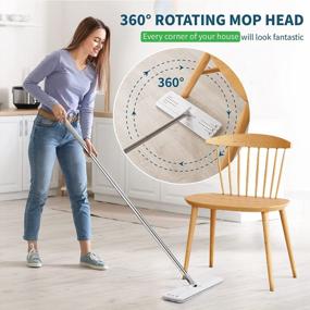 img 1 attached to Effortlessly Clean Floors With Oshang'S Hands-Free Flat Mop And Bucket System - Includes 6 Microfiber Pads And Durable Stainless-Steel Handle