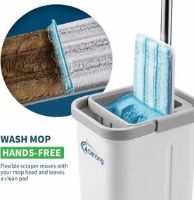 img 3 attached to Effortlessly Clean Floors With Oshang'S Hands-Free Flat Mop And Bucket System - Includes 6 Microfiber Pads And Durable Stainless-Steel Handle