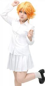 img 4 attached to Emma Cosplay Costume From The Promised Neverland - High School Uniform With Pleated Skirt And White Shirt Set For Women By C-ZOFEK