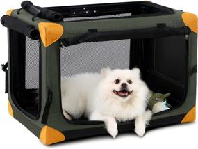 img 4 attached to Collapsible Dog Travel Crate - Portable Soft Crate for Dogs & Cats, 4-Door Foldable Kennel, Indoor & Outdoor Use