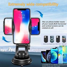 img 1 attached to 📱 Enhanced Car Phone Holder Mount with 2-Adjustable Arms, LuckyLion [Strong Stable Triangle Clip] for All Smartphones/Cars - Dashboard, Windshield & Air Vent Compatibility