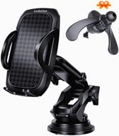 📱 enhanced car phone holder mount with 2-adjustable arms, luckylion [strong stable triangle clip] for all smartphones/cars - dashboard, windshield & air vent compatibility logo