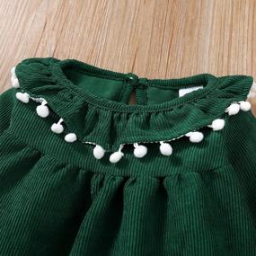 img 1 attached to Toddler Baby Girl Long Sleeve Corduroy Dress With Flutter Ruffle, Pom Pom Neckline For Fall Winter - 1-4 Years