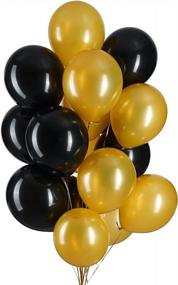 img 1 attached to 100 упаковок 12-дюймовых черных и золотых латексных шаров для украшения вечеринки с гелием, 3,2 г/шт.